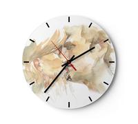 Horloge murale en verre 40x40cm Silencieuse Baiser Couple Amour Wall Clock