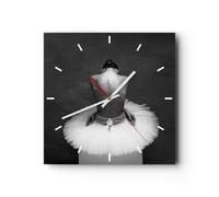 Horloge murale en verre 40x40cm Silencieuse Ballerine Dos Morceau Wall Clock