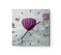 Horloge murale en verre 40x40cm Silencieuse ballon arbre vol Wall Clock