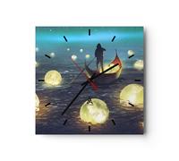 Horloge murale en verre 40x40cm Silencieuse bateau eau conte de fées Wall Clock