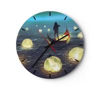 Horloge murale en verre 40x40cm Silencieuse bateau eau conte de fées Wall Clock