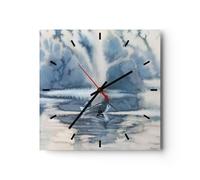 Horloge murale en verre 40x40cm Silencieuse bateau pêcheur eau Wall Clock