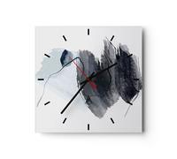 Horloge murale en verre 40x40cm Silencieuse Bleu gris aquarelle Wall Clock
