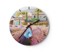 Horloge murale en verre 40x40cm Silencieuse Boho Bruyères Femme Wall Clock