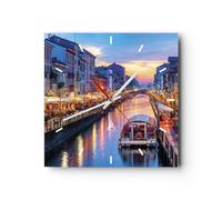 Horloge murale en verre 40x40cm Silencieuse Canal Grande Soir Wall Clock