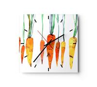 Horloge murale en verre 40x40cm Silencieuse carotte légume Wall Clock Decoration