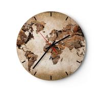 Horloge murale en verre 40x40cm Silencieuse carte monde moderne Wall Clock