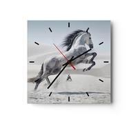 Horloge murale en verre 40x40cm Silencieuse cheval animal nature Wall Clock