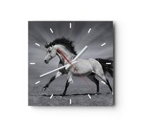 Horloge murale en verre 40x40cm Silencieuse cheval animal nature Wall Clock
