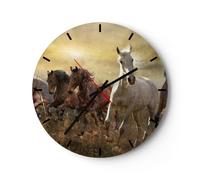 Horloge murale en verre 40x40cm Silencieuse cheval animal nature Wall Clock