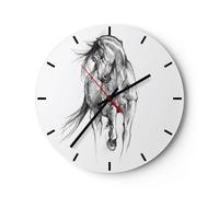 Horloge murale en verre 40x40cm Silencieuse Cheval Galop Des Animaux Wall Clock