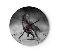 Horloge murale en verre 40x40cm Silencieuse Cheval Galop Dynamique Wall Clock