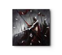 Horloge murale en verre 40x40cm Silencieuse chevalier combat champ Wall Clock