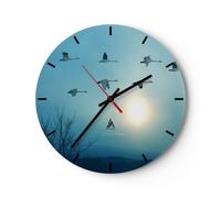 Horloge murale en verre 40x40cm Silencieuse cigogne oiseau nature Wall Clock