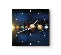 Horloge murale en verre 40x40cm Silencieuse cosmos planète Wall Clock Decoration