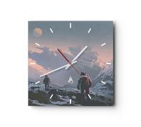 Horloge murale en verre 40x40cm Silencieuse cosmos planète Wall Clock Decoration