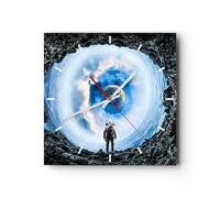 Horloge murale en verre 40x40cm Silencieuse cosmos planète Wall Clock Decoration