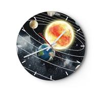 Horloge murale en verre 40x40cm Silencieuse cosmos planète Wall Clock Decoration