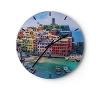 Horloge murale en verre 40x40cm Silencieuse Couleurs Bâtiments Italie Wall Clock