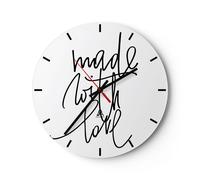 Horloge murale en verre 40x40cm Silencieuse Créé Avec Amour Wall Clock