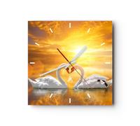 Horloge murale en verre 40x40cm Silencieuse cygne eau couple Wall Clock