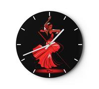 Horloge murale en verre 40x40cm Silencieuse danse danseuse Wall Clock Decoration