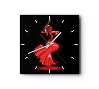 Horloge murale en verre 40x40cm Silencieuse danse danseuse Wall Clock Decoration