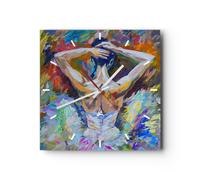 Horloge murale en verre 40x40cm Silencieuse danseur de ballet danse Wall Clock