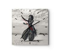 Horloge murale en verre 40x40cm Silencieuse Danseur Folk Oriental Wall Clock
