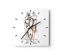 Horloge murale en verre 40x40cm Silencieuse Dessin Design Mode Wall Clock