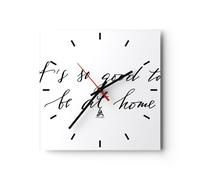 Horloge murale en verre 40x40cm Silencieuse Devise Chance Maison Wall Clock