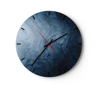 Horloge murale en verre 40x40cm Silencieuse Eau Bleu Peinture Wall Clock