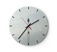 Horloge murale en verre 40x40cm Silencieuse Échelle Ciel Symbole Wall Clock