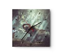 Horloge murale en verre 40x40cm Silencieuse éléphant jungle défense Wall Clock