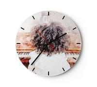 Horloge murale en verre 40x40cm Silencieuse Enfant Piano Aquarelle Wall Clock