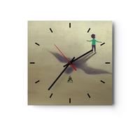 Horloge murale en verre 40x40cm Silencieuse Enfant Symbole Oiseau Wall Clock