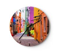 Horloge murale en verre 40x40cm Silencieuse été rue maison Wall Clock Decoration