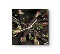 Horloge murale en verre 40x40cm Silencieuse Ethiopie Rituel Tribu Wall Clock