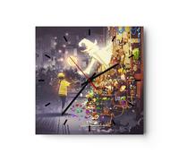 Horloge murale en verre 40x40cm Silencieuse fantaisie conte de fées Wall Clock