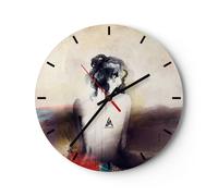 Horloge murale en verre 40x40cm Silencieuse femme acte nu Wall Clock Decoration