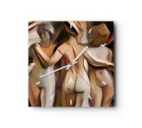 Horloge murale en verre 40x40cm Silencieuse femme acte sculpture Wall Clock