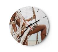 Horloge murale en verre 40x40cm Silencieuse Femme Liberté Exotisme Wall Clock