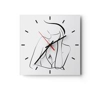 Horloge murale en verre 40x40cm Silencieuse Femme Lignes Minimalisme Wall Clock