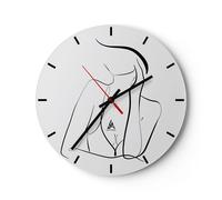 Horloge murale en verre 40x40cm Silencieuse Femme Lignes Minimalisme Wall Clock
