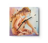 Horloge murale en verre 40x40cm Silencieuse Femme Nudité À Part De Wall Clock