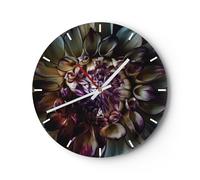 Horloge murale en verre 40x40cm Silencieuse Feuilles Agave Fleur Wall Clock