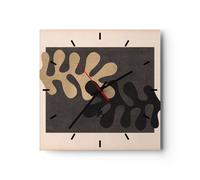 Horloge murale en verre 40x40cm Silencieuse Feuilles Forme Figure Wall Clock