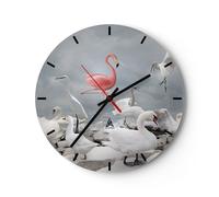 Horloge murale en verre 40x40cm Silencieuse Flamant Cygne Fantasy Wall Clock