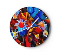 Horloge murale en verre 40x40cm Silencieuse fleur abstraction Wall Clock