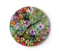 Horloge murale en verre 40x40cm Silencieuse fleur été nature Wall Clock